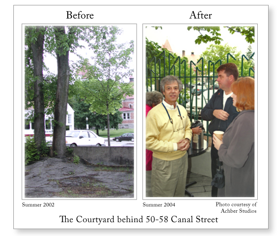 Before and after in the courtyard of 50-58 Canal